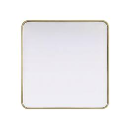 Elegant Decor - Contour Metal Square Mirror 30x30 - Brass