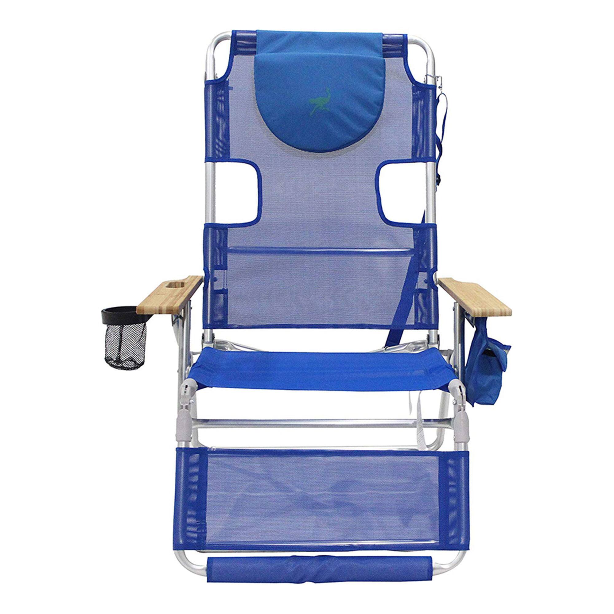 Alt View 5. Ostrich - Ostrich Altitude 3N1 High Back Outdoor Beach Lounge Chair with Footrest, Blue - Blue.