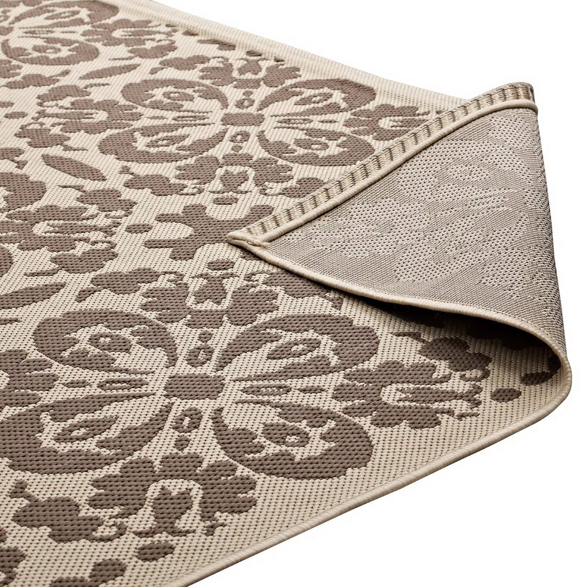 Alt View 3. Modway - Ariana Vintage Floral Trellis Indoor and Outdoor Area Rug - Light and Dark Beige.