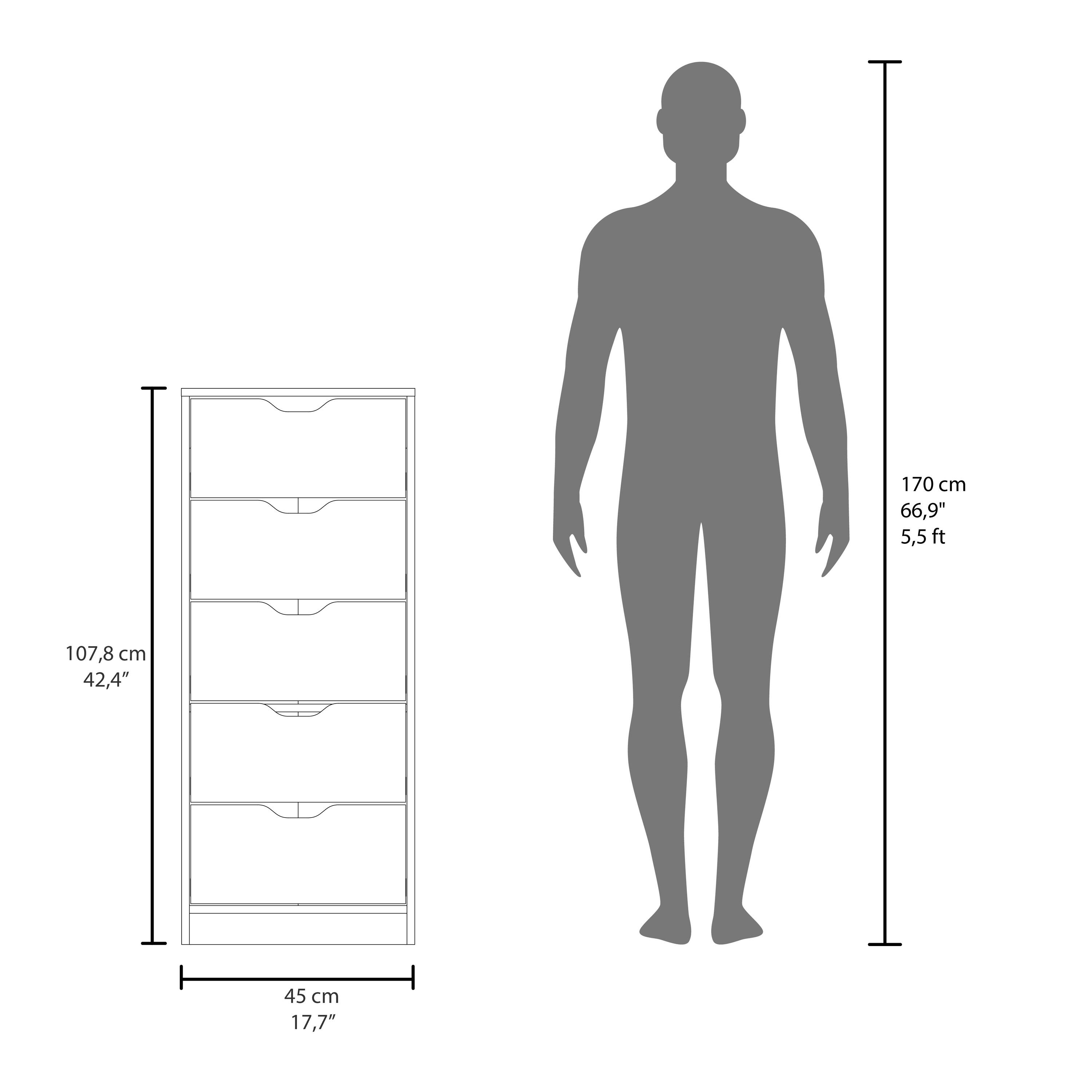 170 cm  
66.9"  
5.5 ft  

107.8 cm  
42.4"  

45 cm  
17.7"