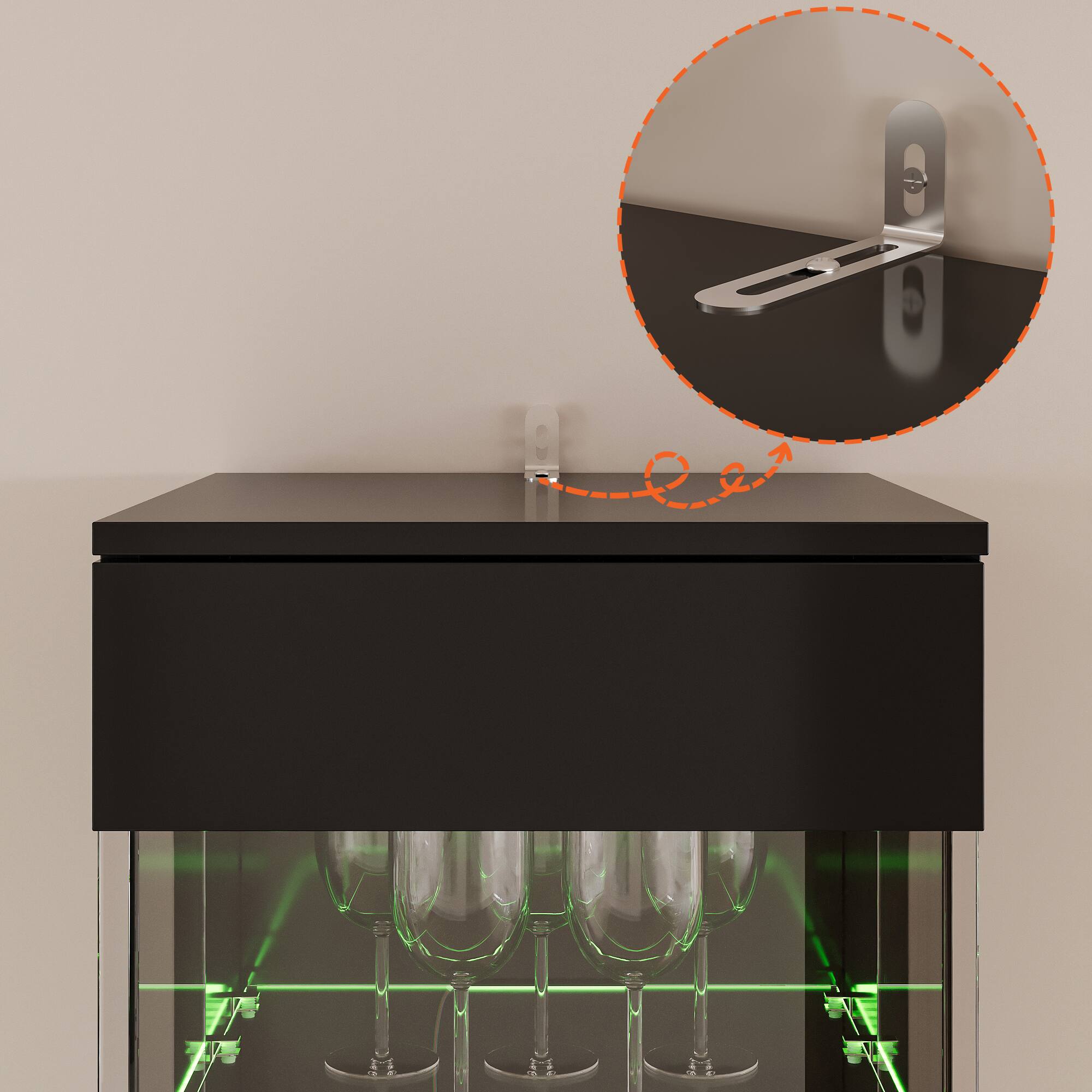 Alt View 9. Famapy - Famapy Display Storage Cabinet - Color - changing LED Lights & Adjustable Shelves for Home Decor - Black.