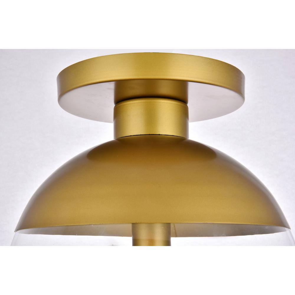 Back. Living District - Eclipse 1 Light Brass Flush Mount With Clear Glass - Brass And Clear.
