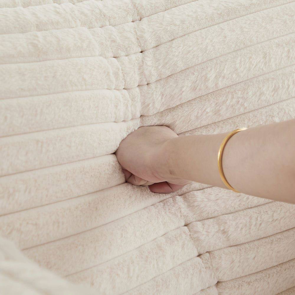 Alt View 1. Kadyn - 50"L Corduroy Single Sofa, Fluffy Modern Sleeper Chair for Living Room & Bedroom, No Assembly, Beige - Beige.