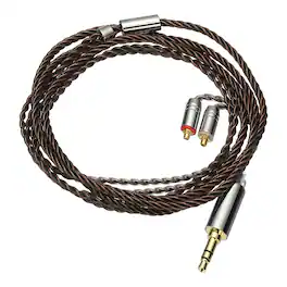 Unique Bargains - IEM Earphone Cable 1.2M, 28AWG 4-Core High Purity Silver-Plated HiFi Replacement for Ananda Arya HE400SE (3.5mm, MMCX) - Black Brown