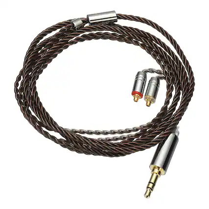 Front. Unique Bargains - IEM Earphone Cable 1.2M, 28AWG 4-Core High Purity Silver-Plated HiFi Replacement for Ananda Arya HE400SE (3.5mm, MMCX) - Black Brown.