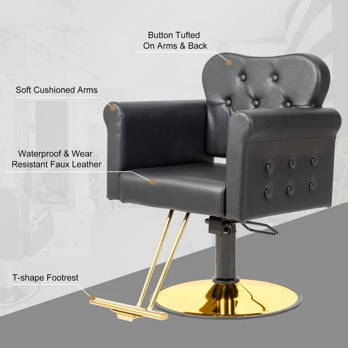 Button Tufted On Arms & Back  
Soft Cushioned Arms  
Waterproof & Wear Resistant Faux Leather  
T-shape Footrest