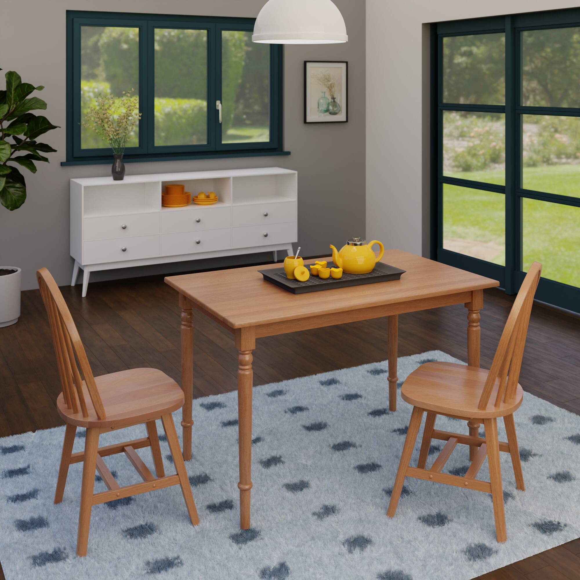 Alt View 3. Winsome Wood - Ravenna 3-Pc Dining Table with Windsor Chairs - Natural.