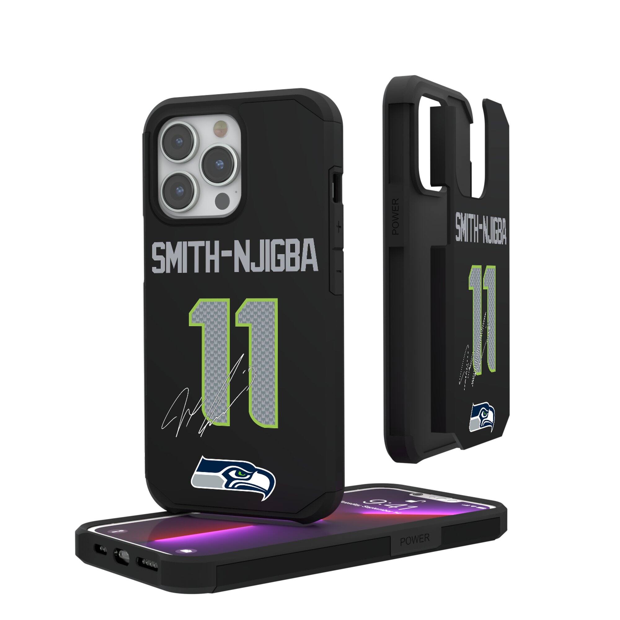 Keyscaper - Jaxon Smith-Njigba Seattle Seahawks iPhone Rugged Case - 15 Plus - Black