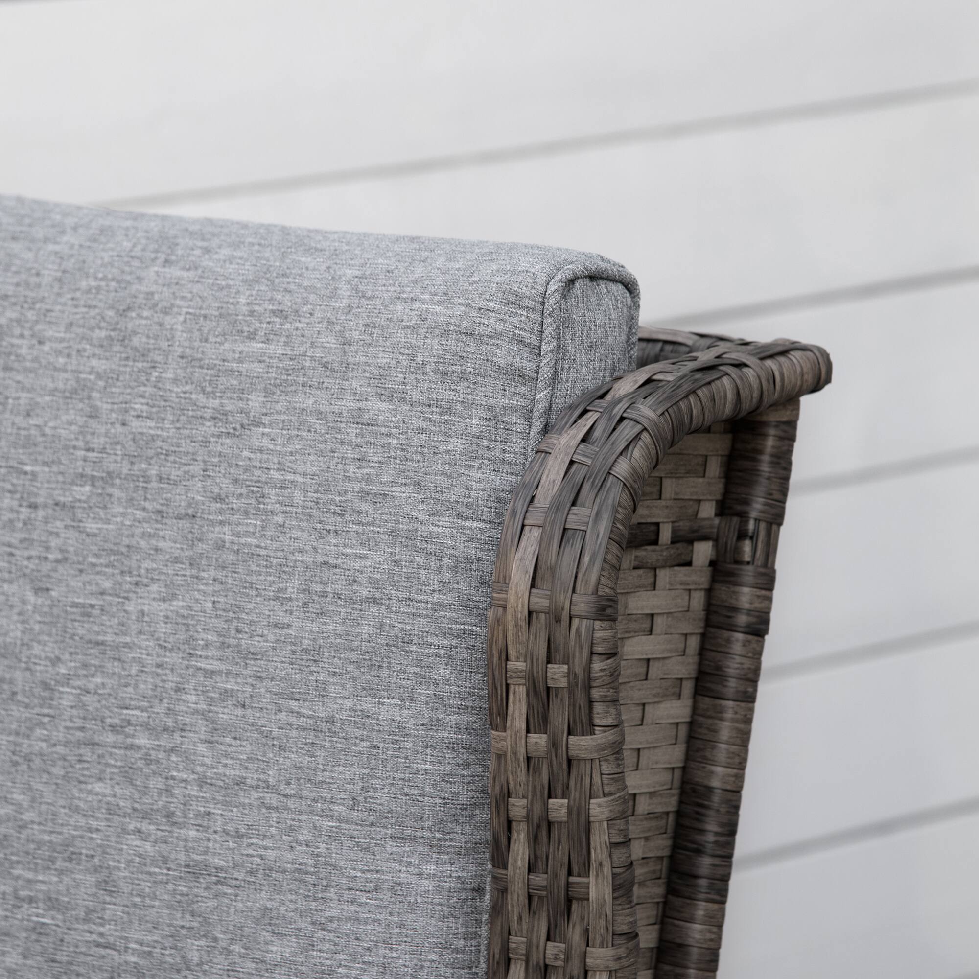 Alt View 7. Outsunny - Outdoor Wicker Rocking Chair with Wide Seat, Thick Cushions, Rattan Rocker with Steel Frame, High Weight Capacity - Gray.