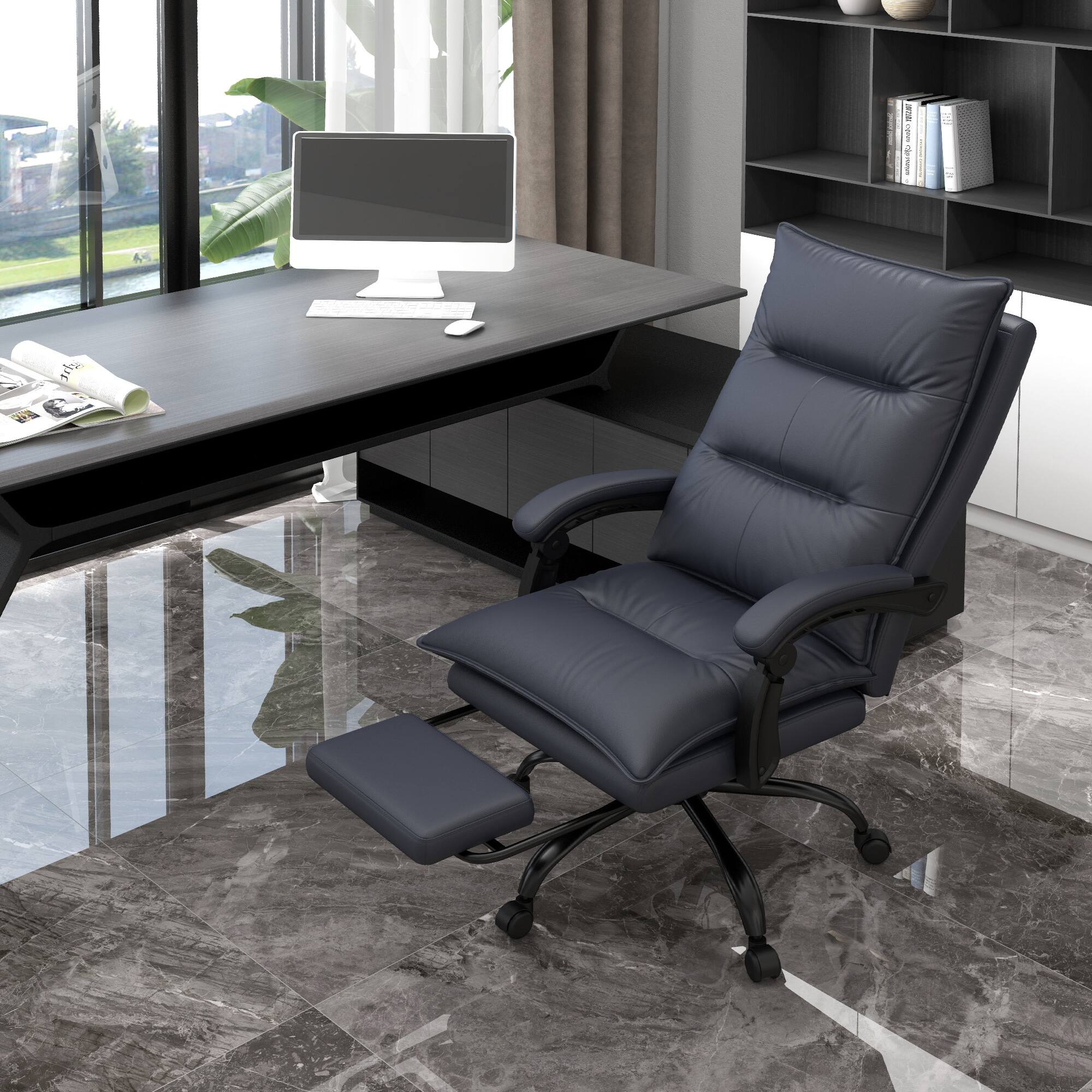 Alt View 1. Vinsetto - Microfiber Office Chair with Massage, Heat, Footrest - Charcoal Gray.