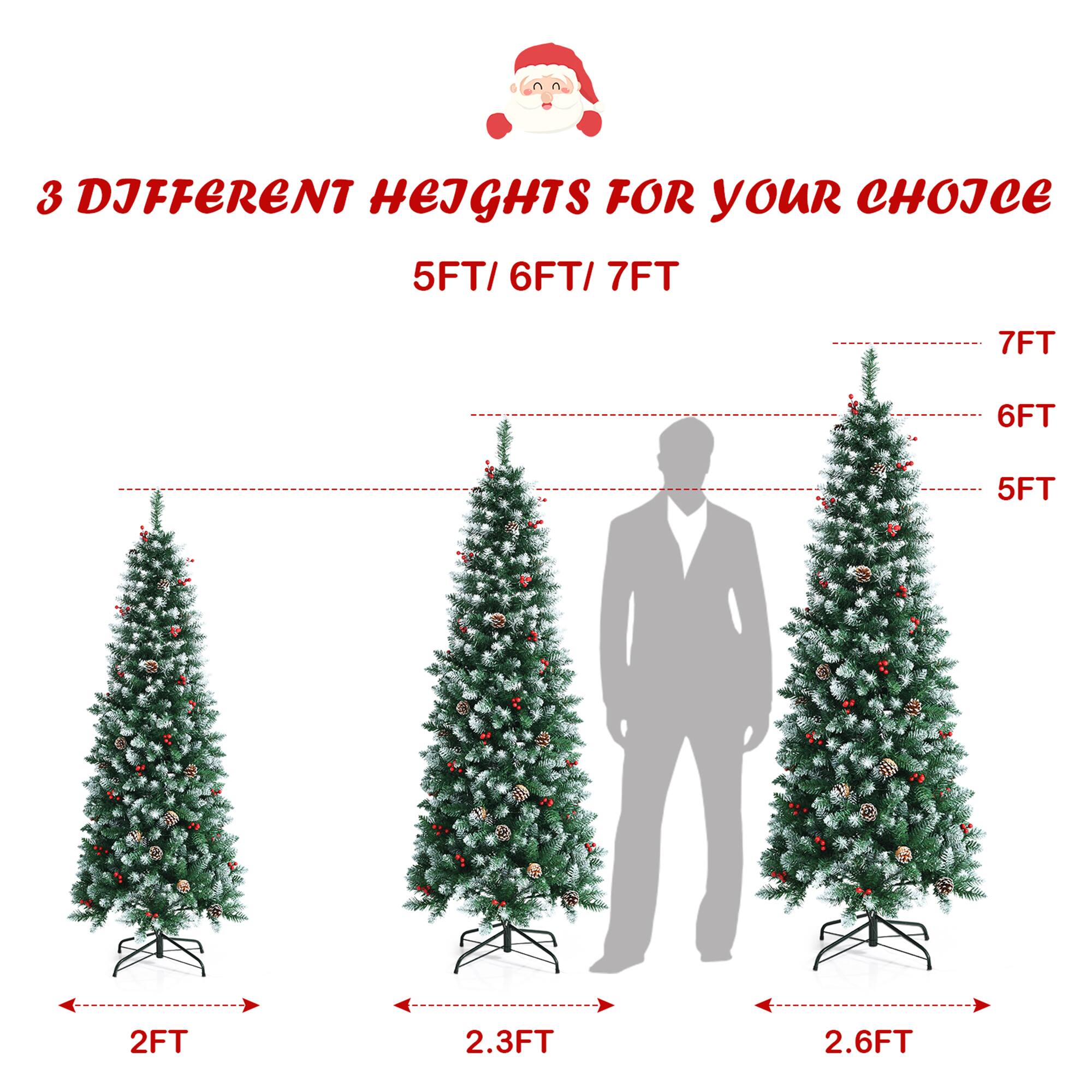 3 DIFFERENT HEIGHTS FOR YOUR CHOICE  
5FT / 6FT / 7FT  

7FT  
6FT  
5FT  

2FT  
2.3FT  
2.6FT