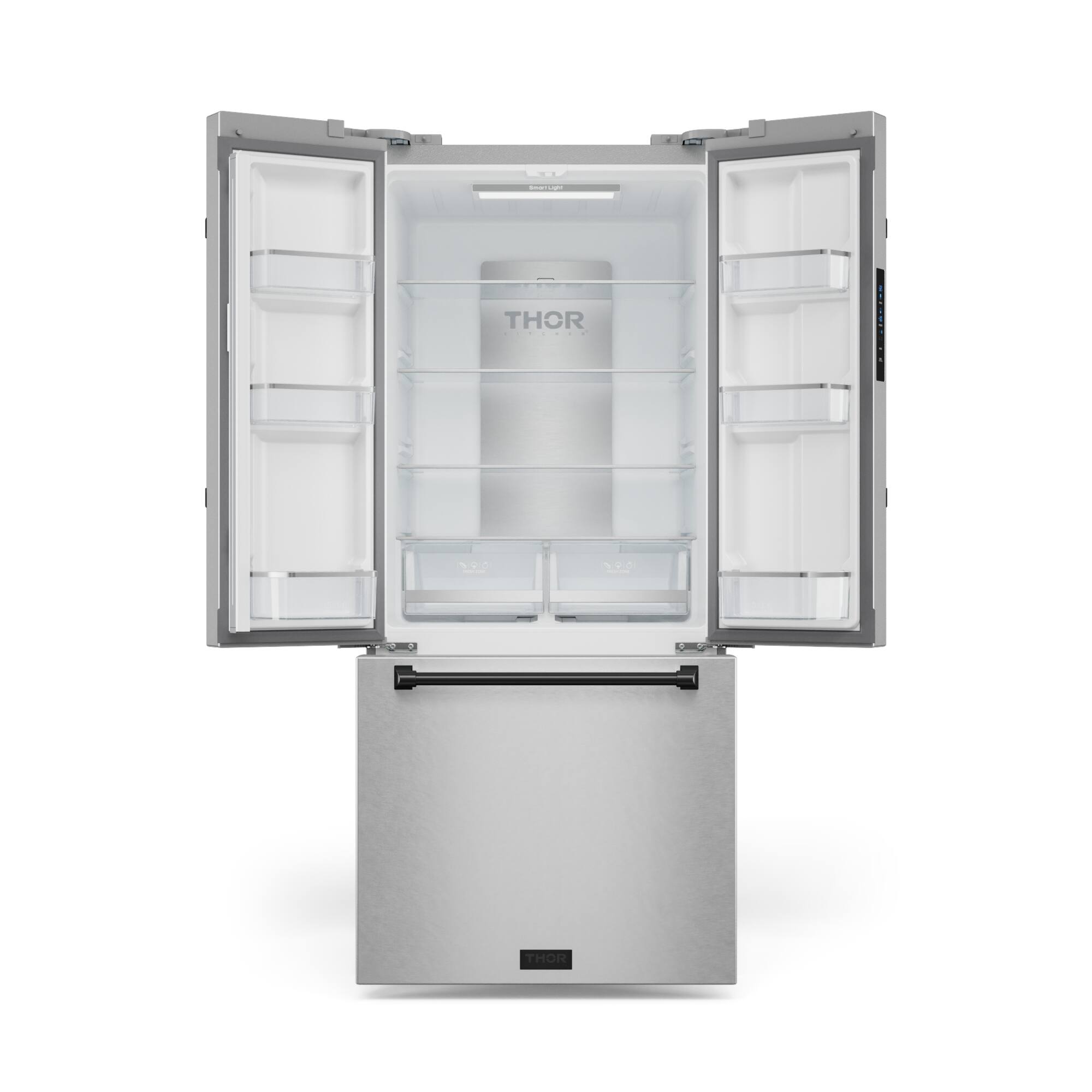 The text on the image reads "THOR" which is a brand name for a refrigerator.