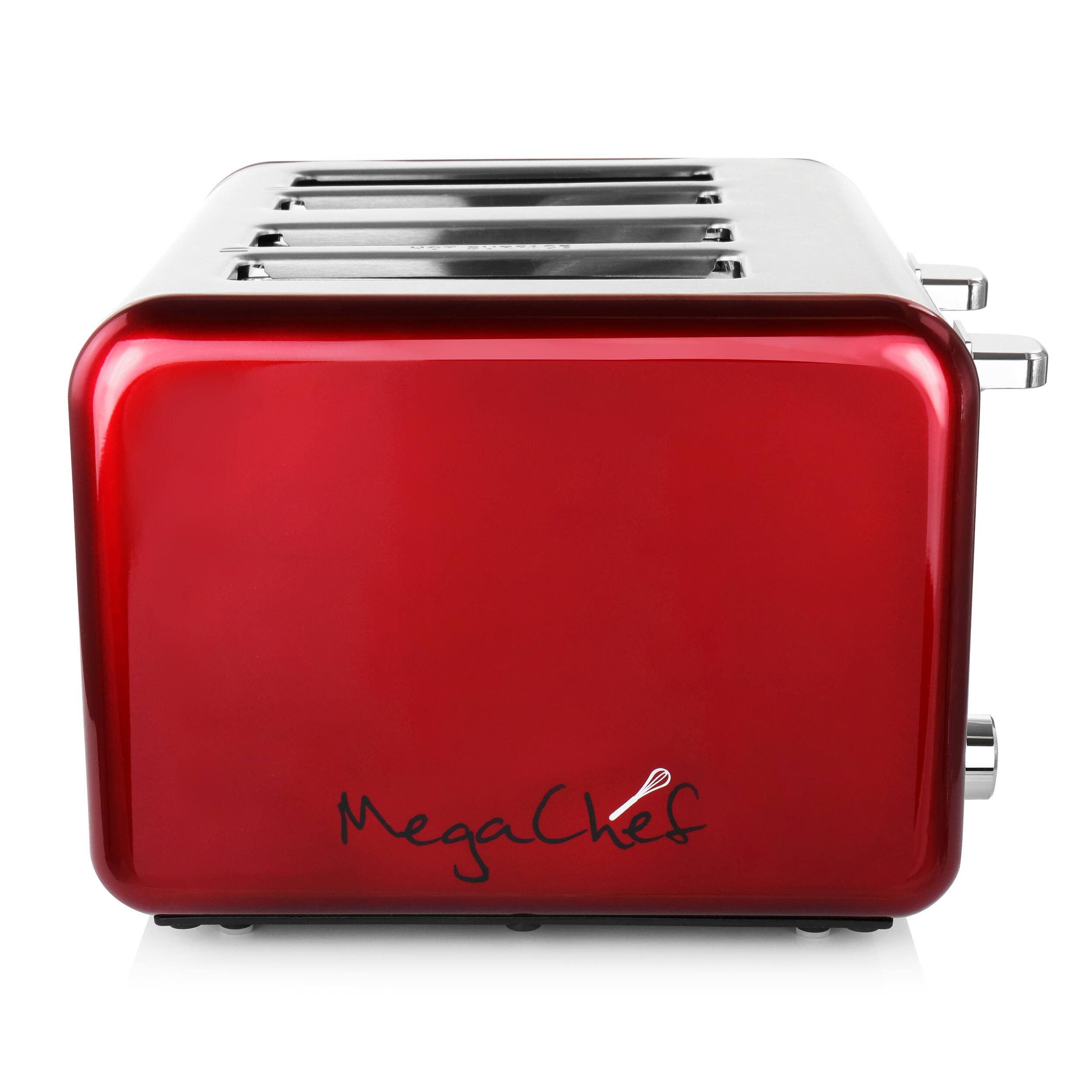 Back. MegaChef - MegaChef 4 Slice Toaster in Stainless Steel Red - Red.