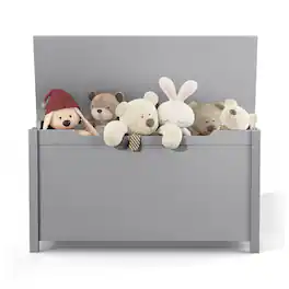 Ecooso - Kids Toy Storage Organizer, Wooden Toy Box with Safety Hinged Lid for Toddlers, Ideal for Playroom or Bedroom Use - Gray