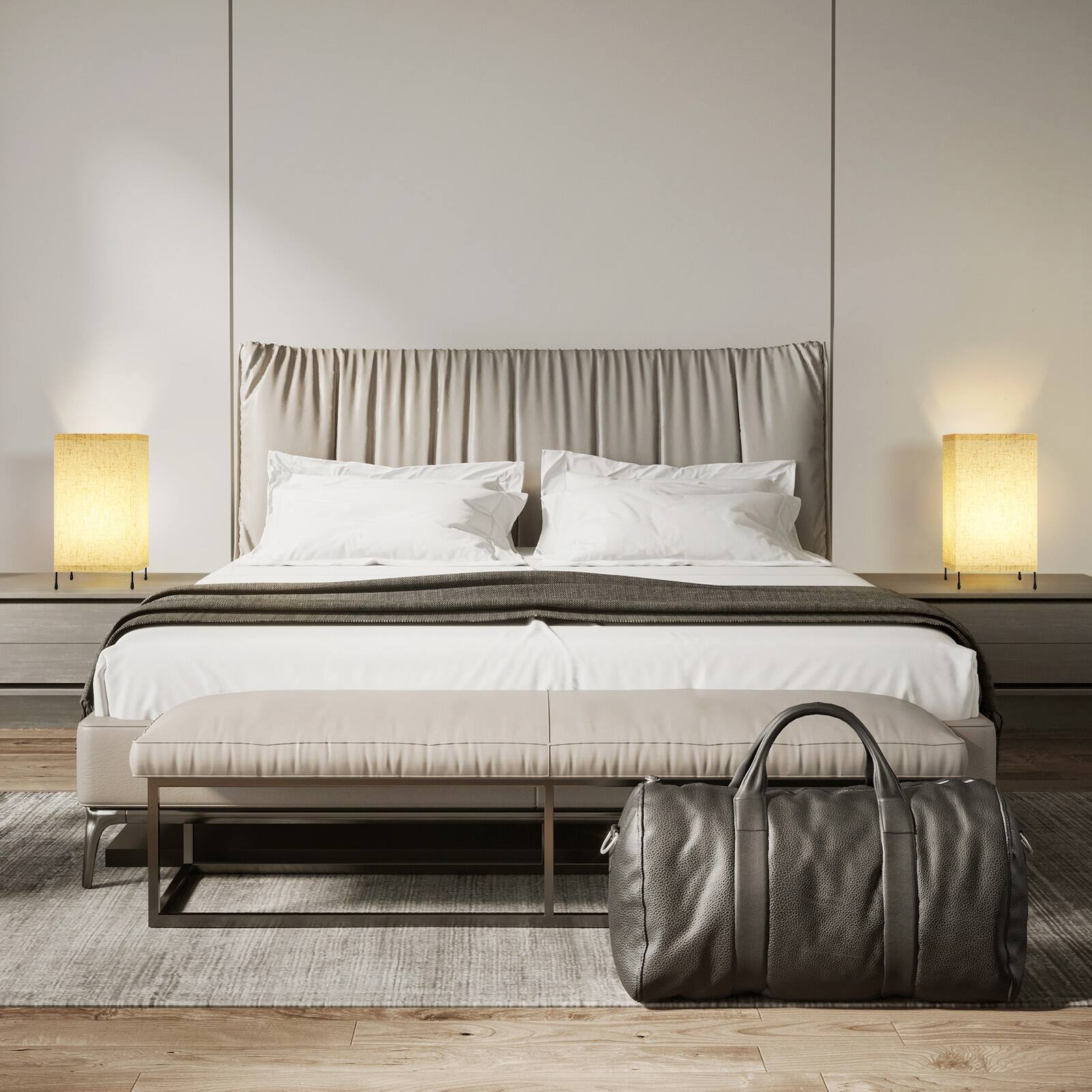 Alt View 2. Oumilen - 2-Pack Battery-Powered Square Lamps with Remote - 12-Color RGB Linen Shade Table Lamps for Bedroom & Living Room.