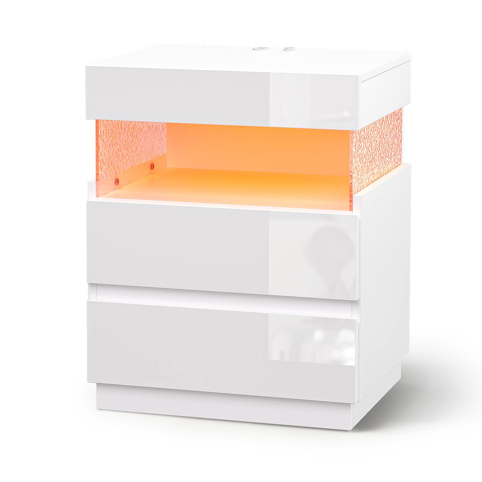Alt View 4. Pinmoco - Modern Nightstands with 2-Drawer Nightstand, Bedside Table with Charging Ports, Nightstand Set for Bedroom Decor - White.