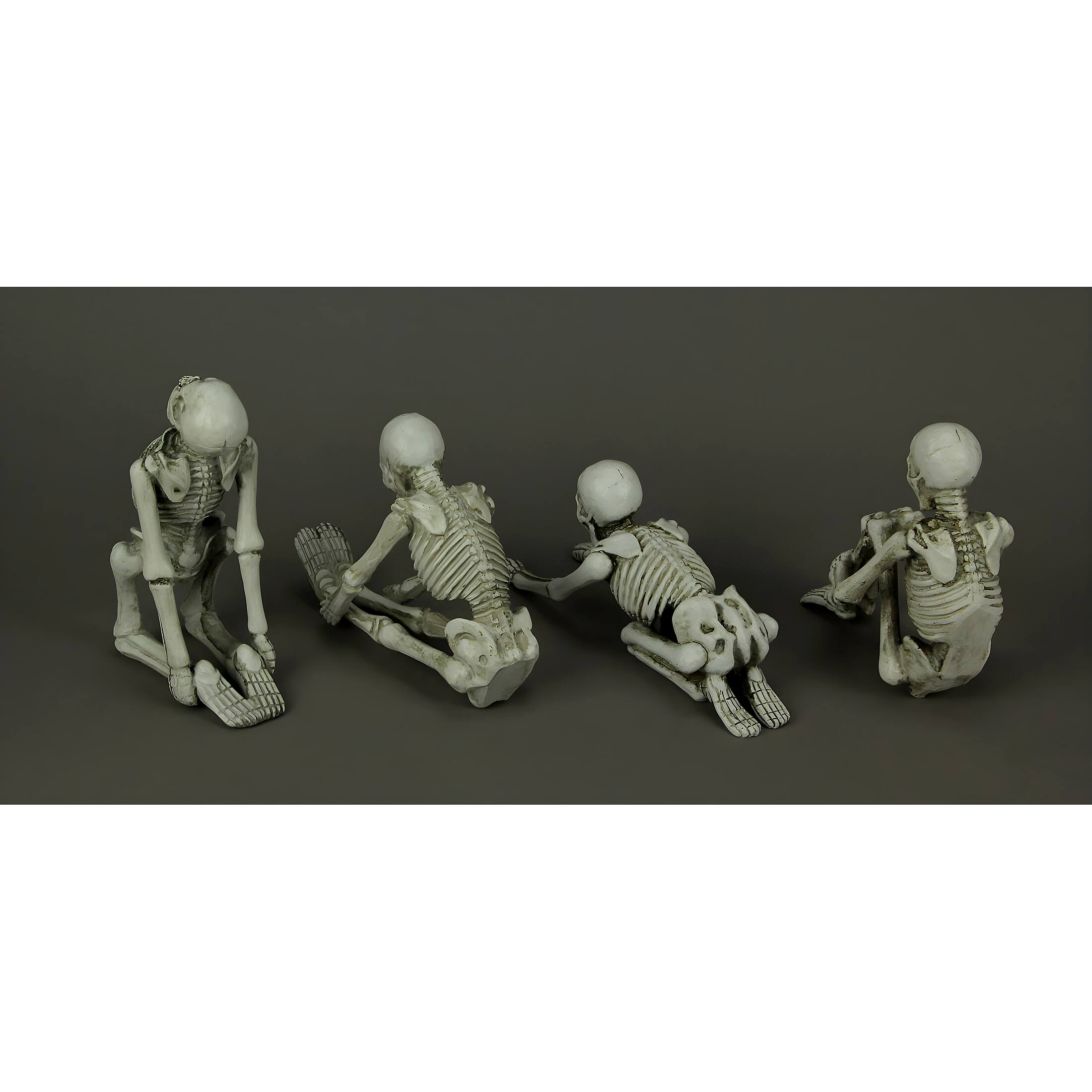 Alt View 2. Transpac - Bone Stretchers Zen Yoga Meditating Skeleton Figurines Set of 4 - Off-white.