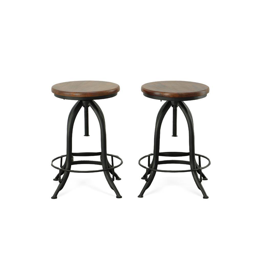 Alt View 2. Carolina Chair & Table - Ryder Adjustable Barstool - Chestnut Seat - Black Base - Chestnut, Black.