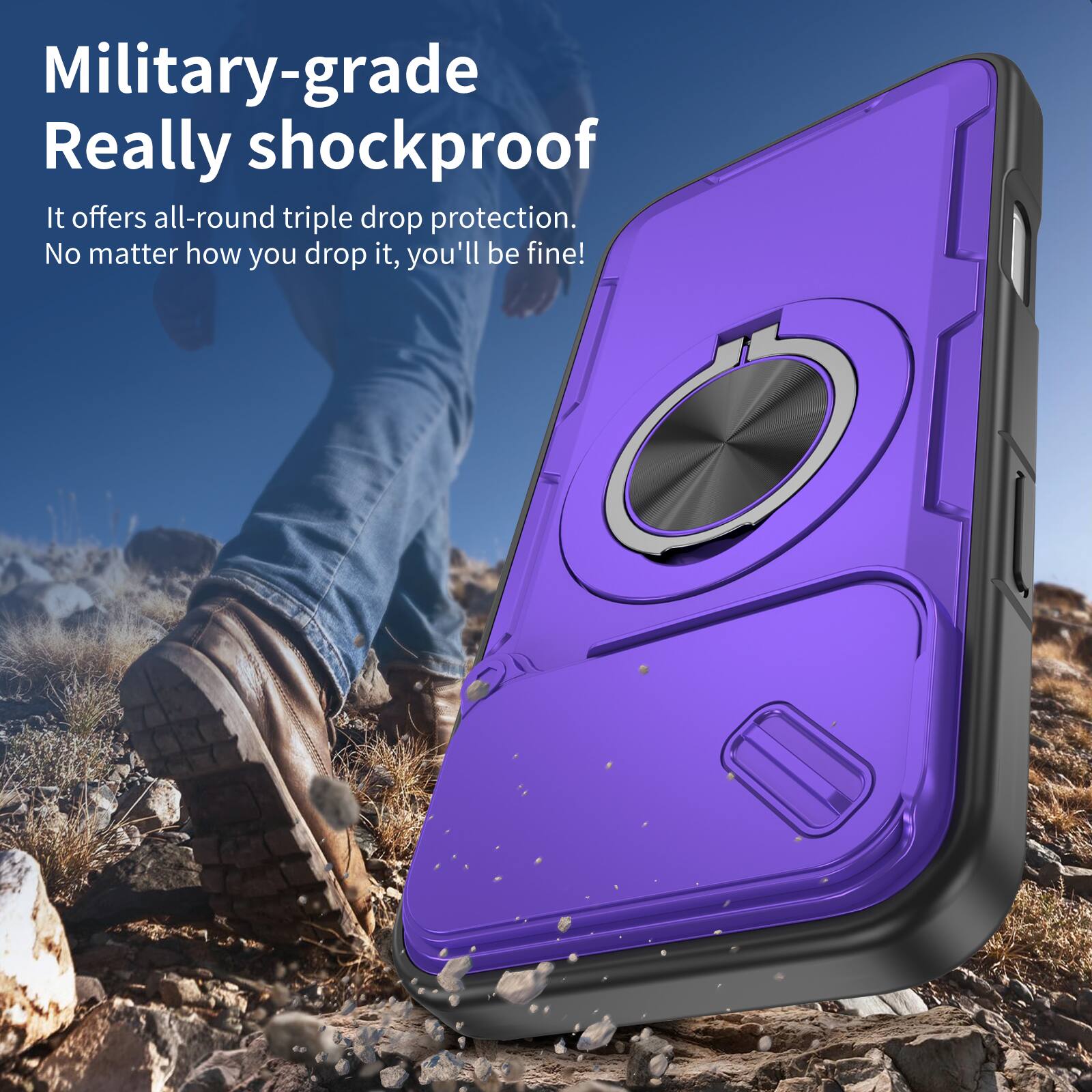 Military-grade Really shockproof.  
It offers all-round triple drop protection.  
No matter how you drop it, you'll be fine!