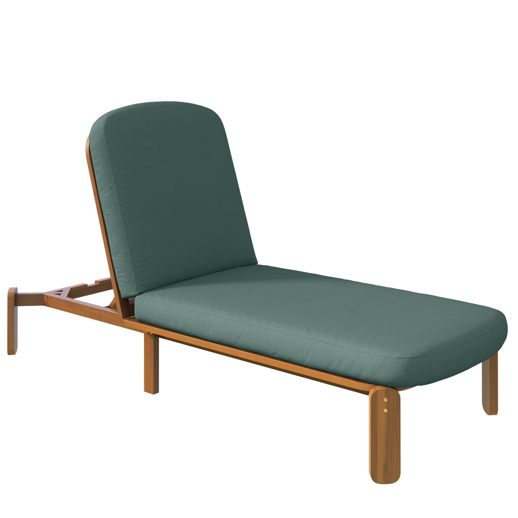 Alt View 9. Whisen - Outdoor Adjustable Reclining Chaise Lounge with Thick Cushions for Patio, Poolside, or Beach - Green.