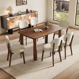 Loheer - 63 inch solid wood dining table, finish, rectangular kitchen dining table - Walnut