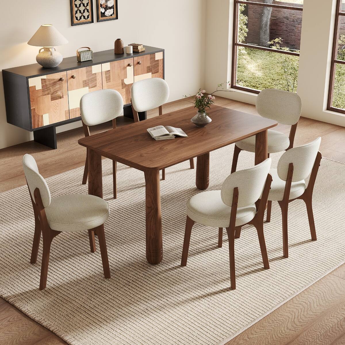 Loheer 63 inch solid wood dining table, finish, rectangular kitchen ...
