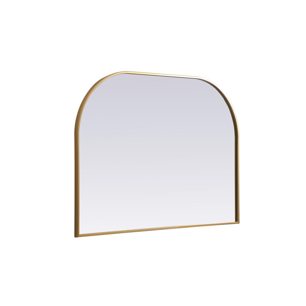 Left. Elegant Decor - Metal Frame Arch Mirror 42x30 Inch in Brass - Brass.