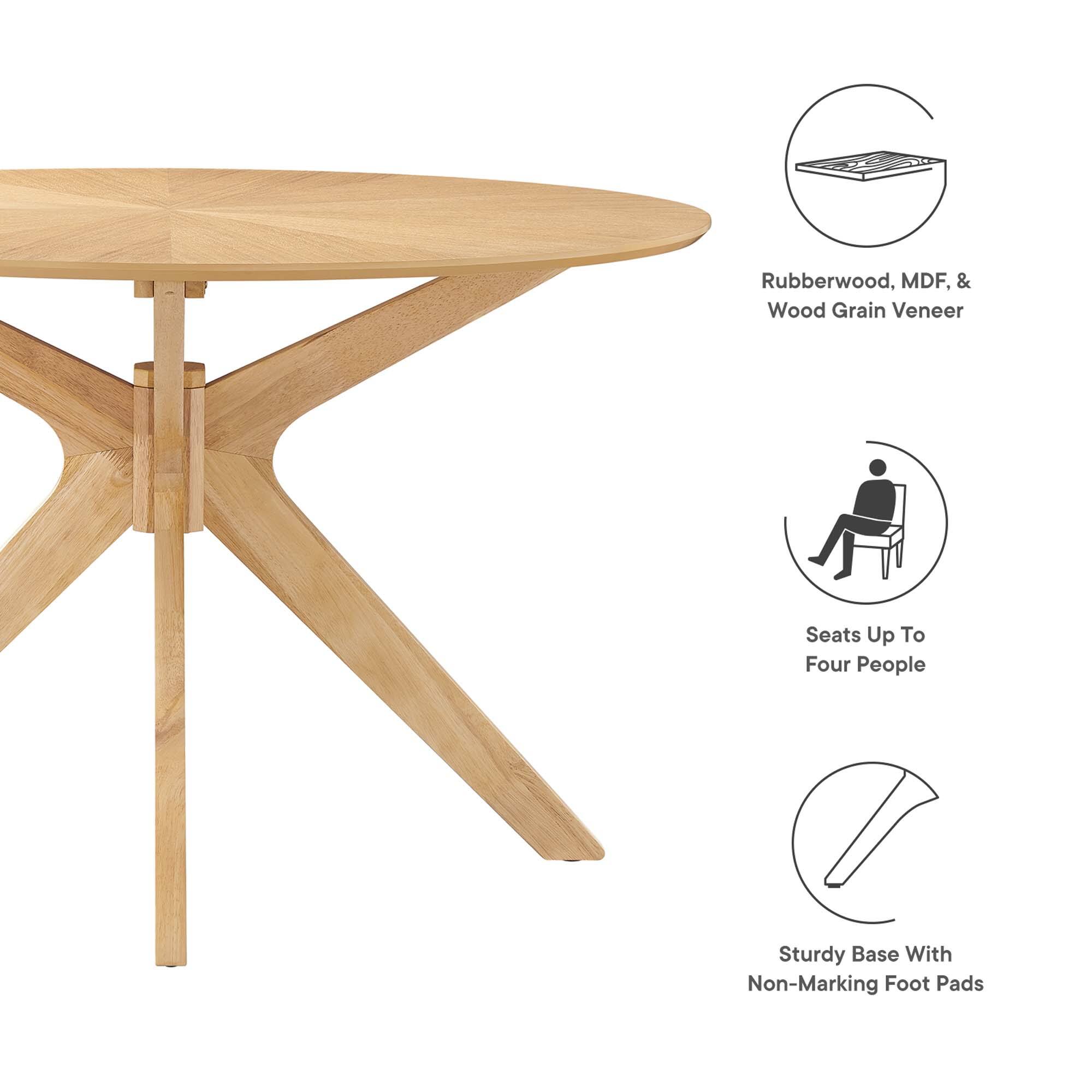 - Rubberwood, MDF, & Wood Grain Veneer
- Seats Up To Four People
- Sturdy Base With Non-Marking Foot Pads