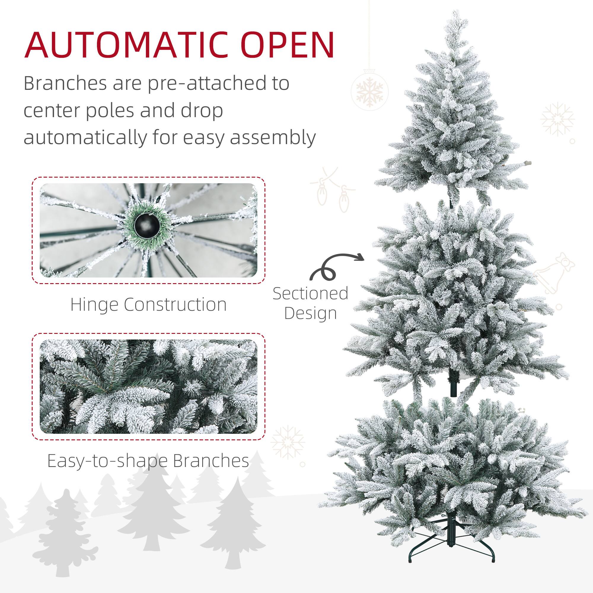 AUTOMATIC OPEN

Branches are pre-attached to center poles and drop automatically for easy assembly.

- Hinge Construction
- Sectioned Design
- Easy-to-shape Branches