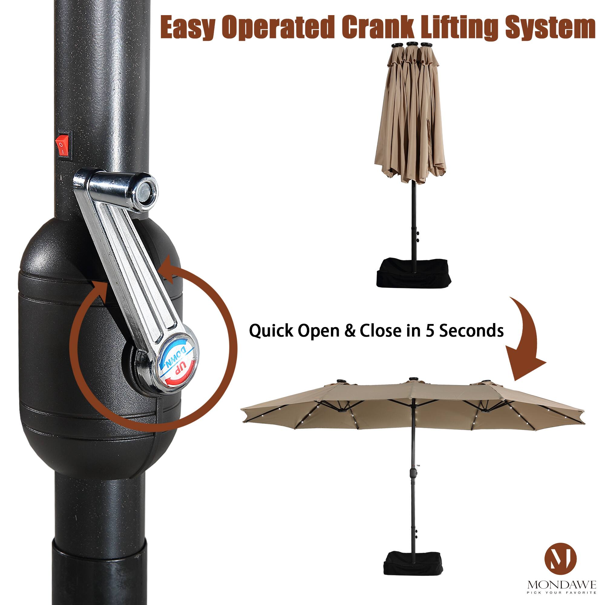Easy Operated Crank Lifting System  
Quick Open & Close in 5 Seconds  
MONDAWE