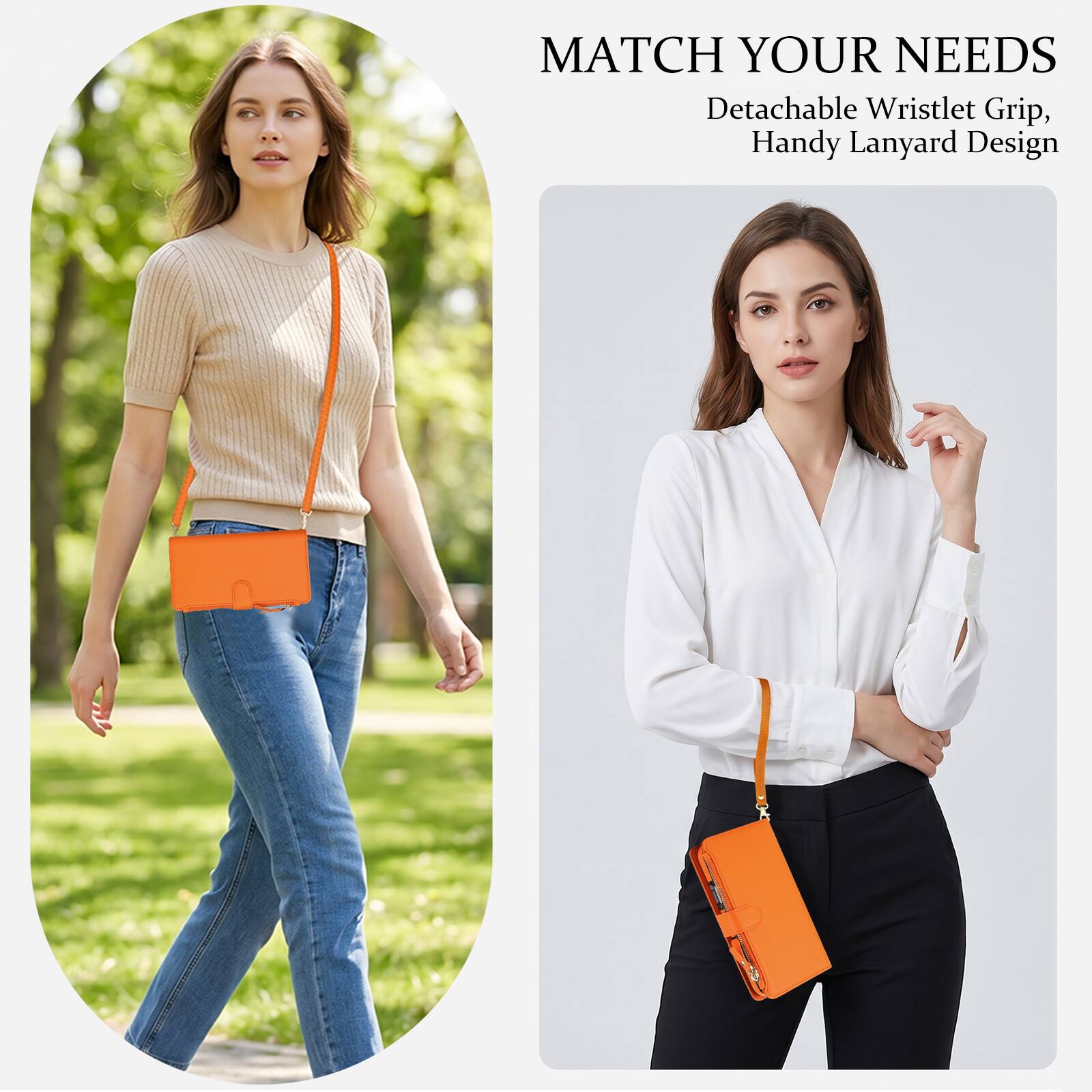 MATCH YOUR NEEDS  
Detachable Wristlet Grip, Handy Lanyard Design