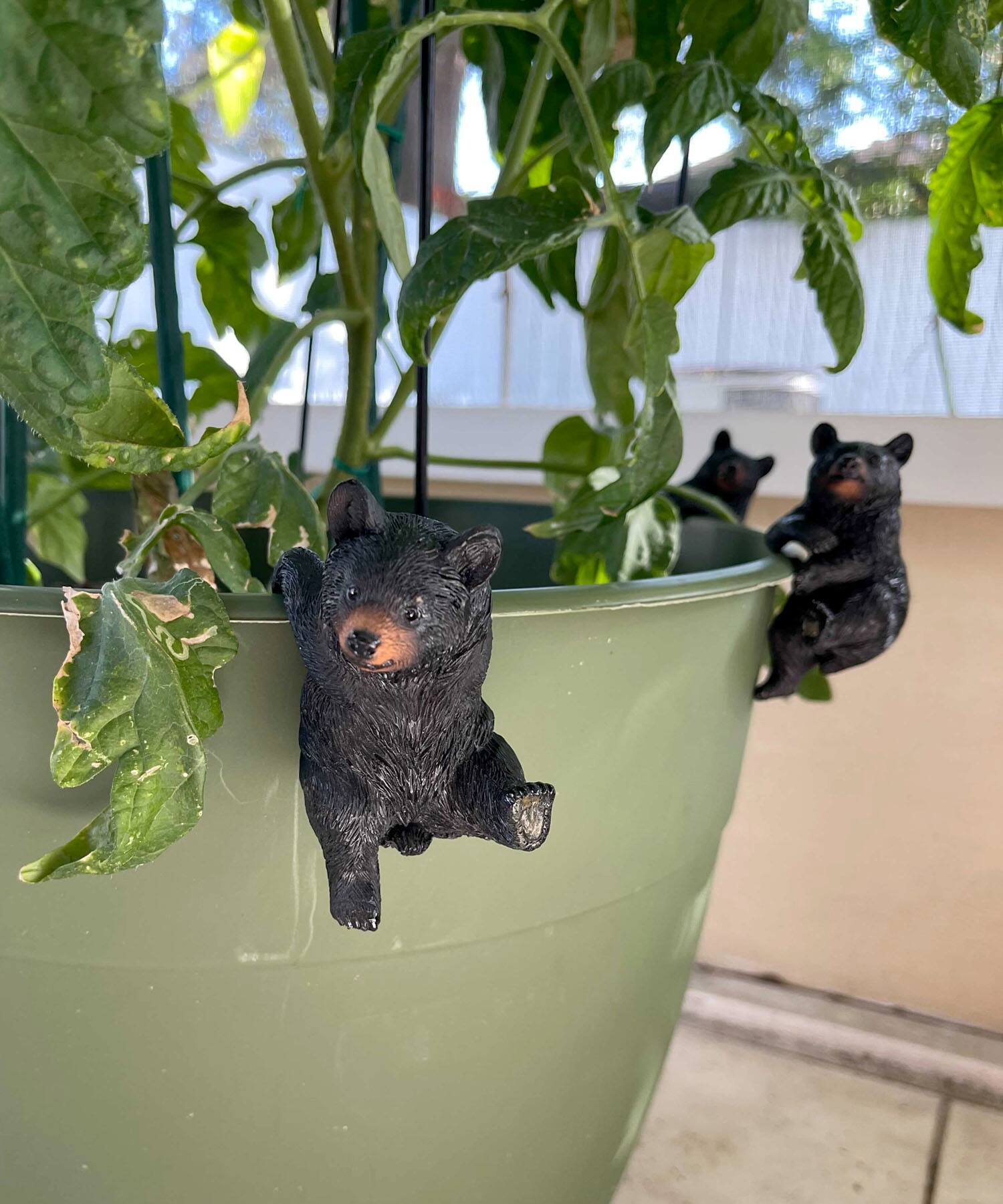 Alt View 1. Mayrich Company - Set of 4 Black Bear Planter Pot Hanging Decorative Figurines Resin Plant Decor - Black.