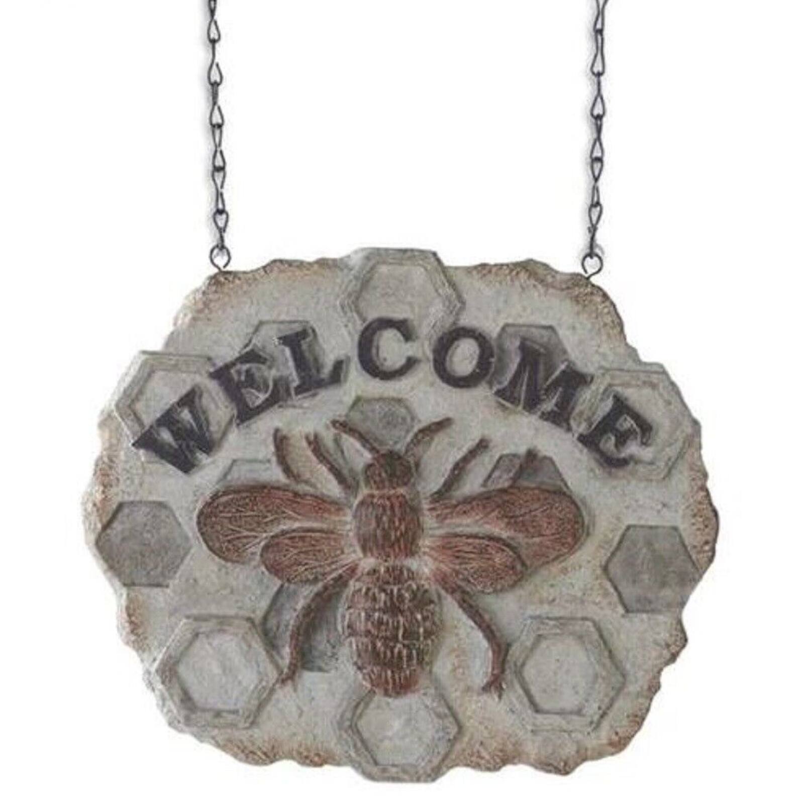 Front. K&K Interiors - K&K Interiors Welcome Honeycomb with Bee Arrow Replacement Sign 10 Inch - Arrow Sold Separately - Gray.