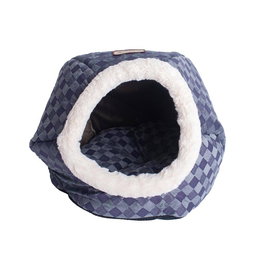 Alt View 5. Armarkat - Cuddle Cave Cat Bed C44 For Cats and Puppy Dogs Blue Checkered - Blue.