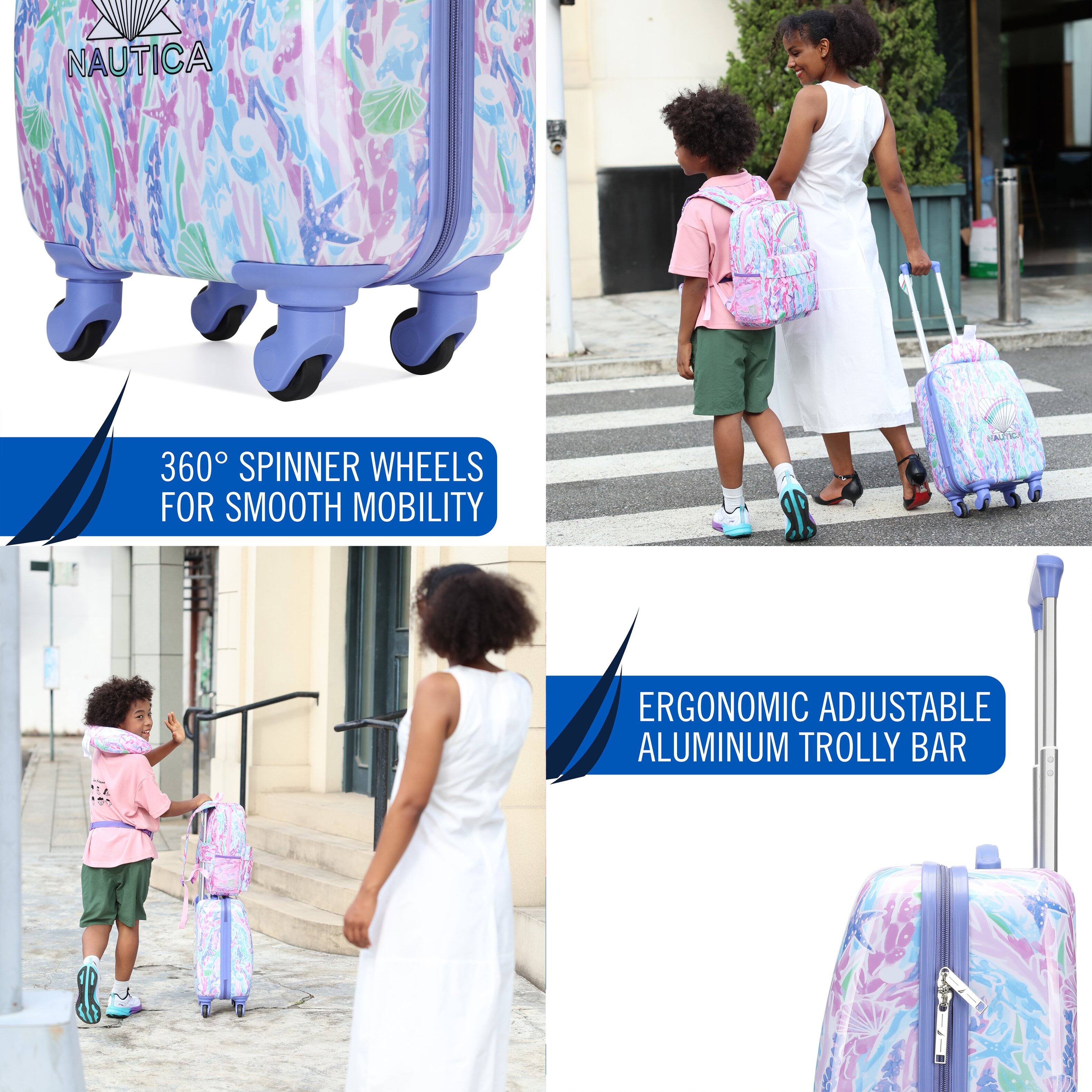 NAUTICA 360° SPINNER WHEELS FOR SMOOTH MOBILITY  
ERGONOMIC ADJUSTABLE ALUMINUM TROLLEY BAR