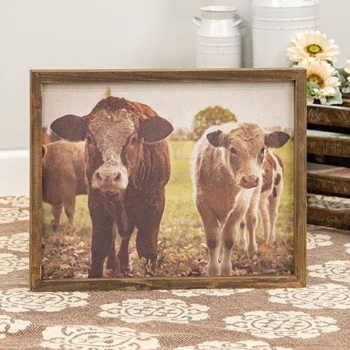 Angle. BreeBe - Pasture Cows Framed Print Wood Frame - Multicolor.
