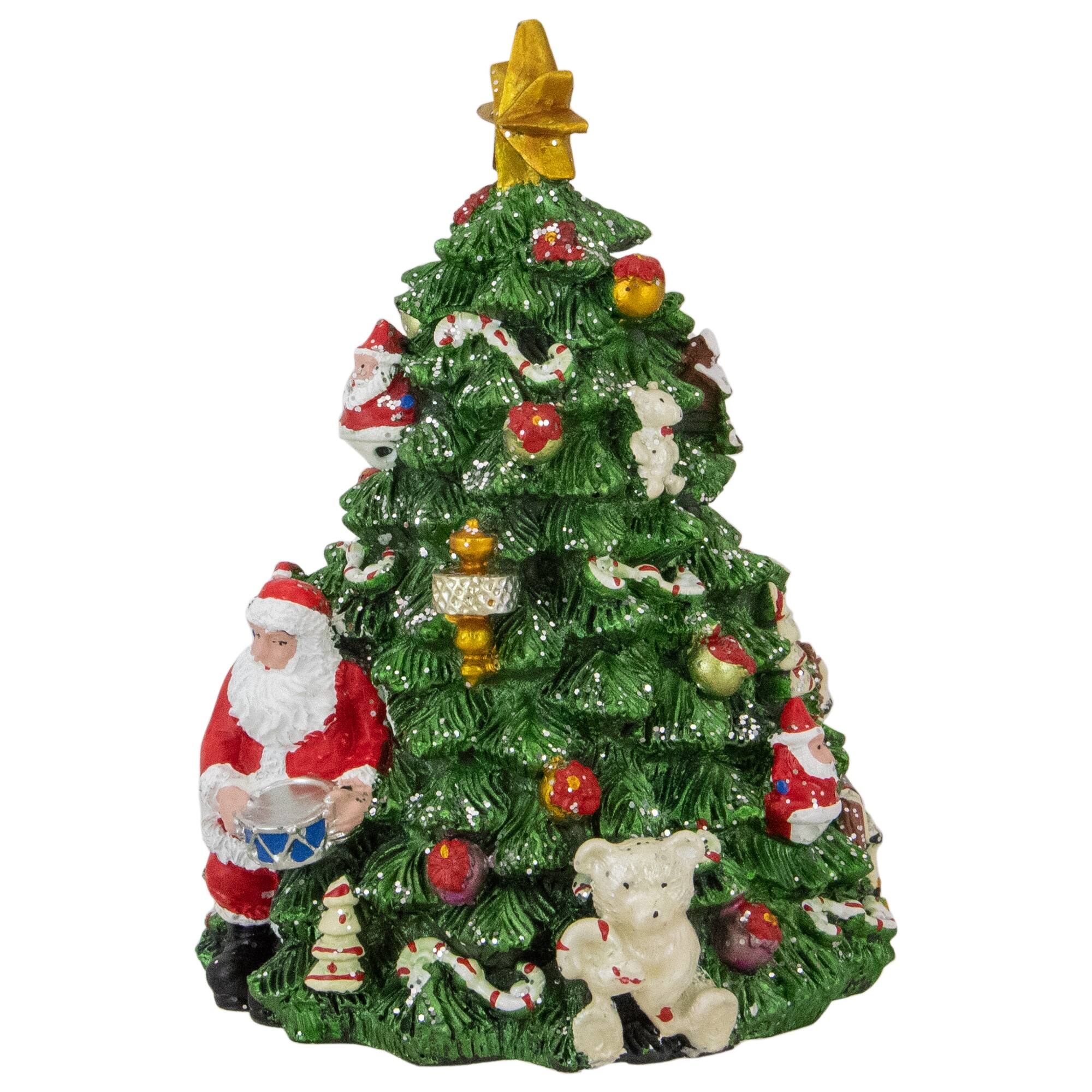 Alt View 2. Northlight - Rotating Christmas Tree Music Box with Santa - 5.5" - Green.