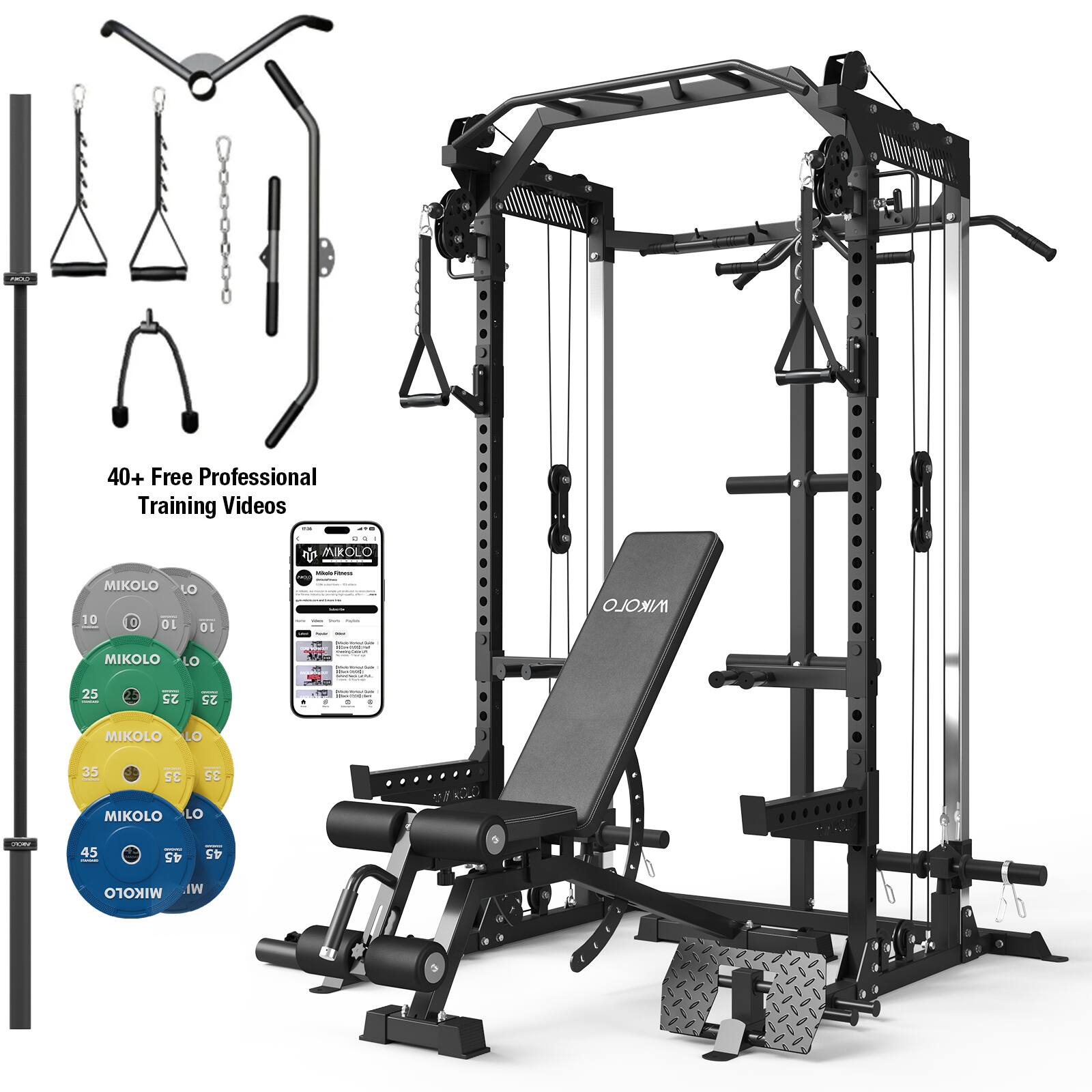 Mikolo - Power Rack Cage, Weight Rack,Multi-Function Squat Rack with J Hooks,Dip Bars and Landmine - Black price history on PriceWatchPro