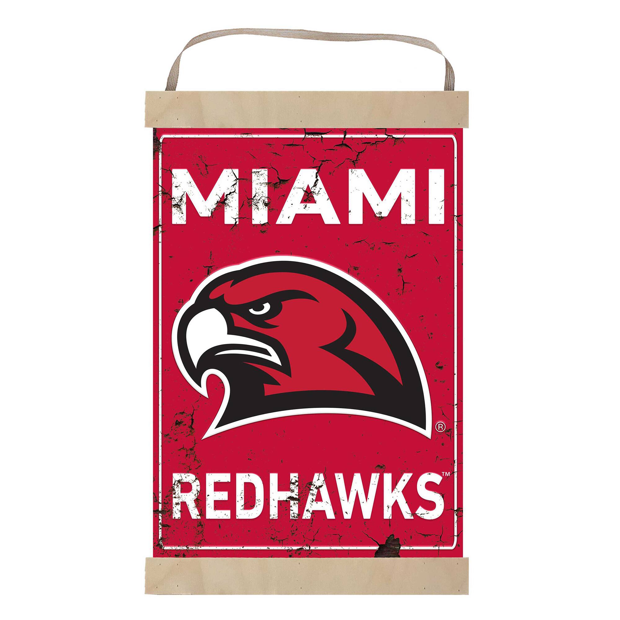 Miami University RedHawks Faux Rust Banner Sign