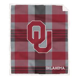 Pegasus - Oklahoma Sooners 60" x 70" Plaid Steel Royal Plush Sherpa Blanket - Multicolor