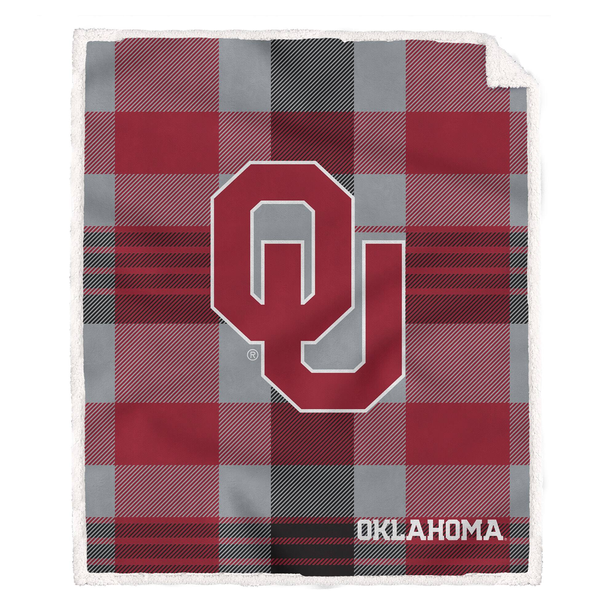 Pegasus - Oklahoma Sooners 60" x 70" Plaid Steel Royal Plush Sherpa Blanket - Multicolor