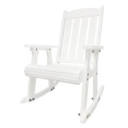 Fortune Candy - Wooden Patio Rocking Chair with Comfortable Backrest and Deep Contoured Seat, for Both Outdoor and Indoor - White