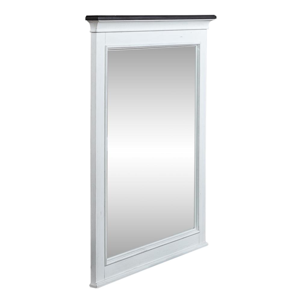 Left. Liberty Furniture Industries - Allyson Park Crown Mirror in Wirebrushed White w/ Charcoal Top - White.