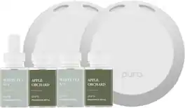 Pura - 4 Smart Fragrance Device Starter Set, Scent Diffuser for Home, Includes 2 Fragrance Aroma Diffuser & 4 Refills - White Tea No. 1 & Apple Orchards