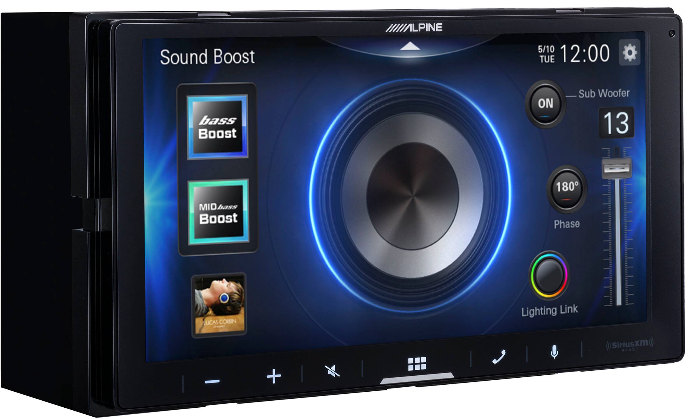 Sound Boost  
LPINE 5/10 TUE 12:00  
bass Boost ON  
Sub Woofer 13  
MID bass Boost  
Phase 180°  
Lighting Link (Siriusxm)  
READI +