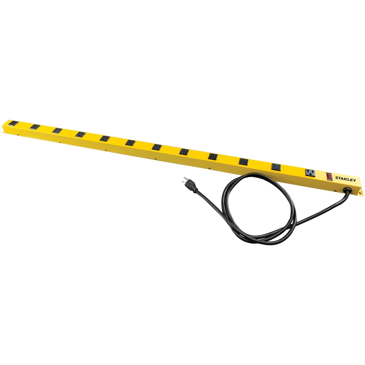 Back. Stanley - Stanley 31616 Shopmax Pro 600-joules Surge Protector Power Bar, 12 Outlets, 6-ft. Cord, 31616 - Yellow.