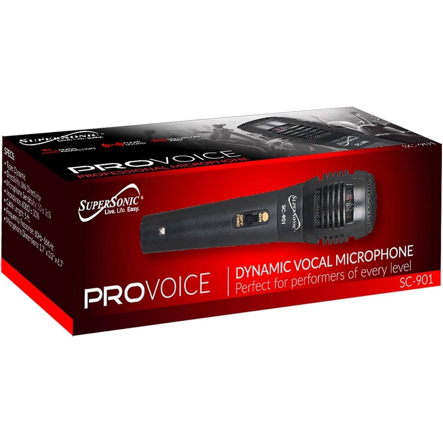 SUPERSONIC PROVOICE PROFESSIONAL MICROPHONE

Live. Life. Easy.

SUPERSONIC

SC-901

DYNAMIC VOCAL MICROPHONE

Perfect for performers of every level