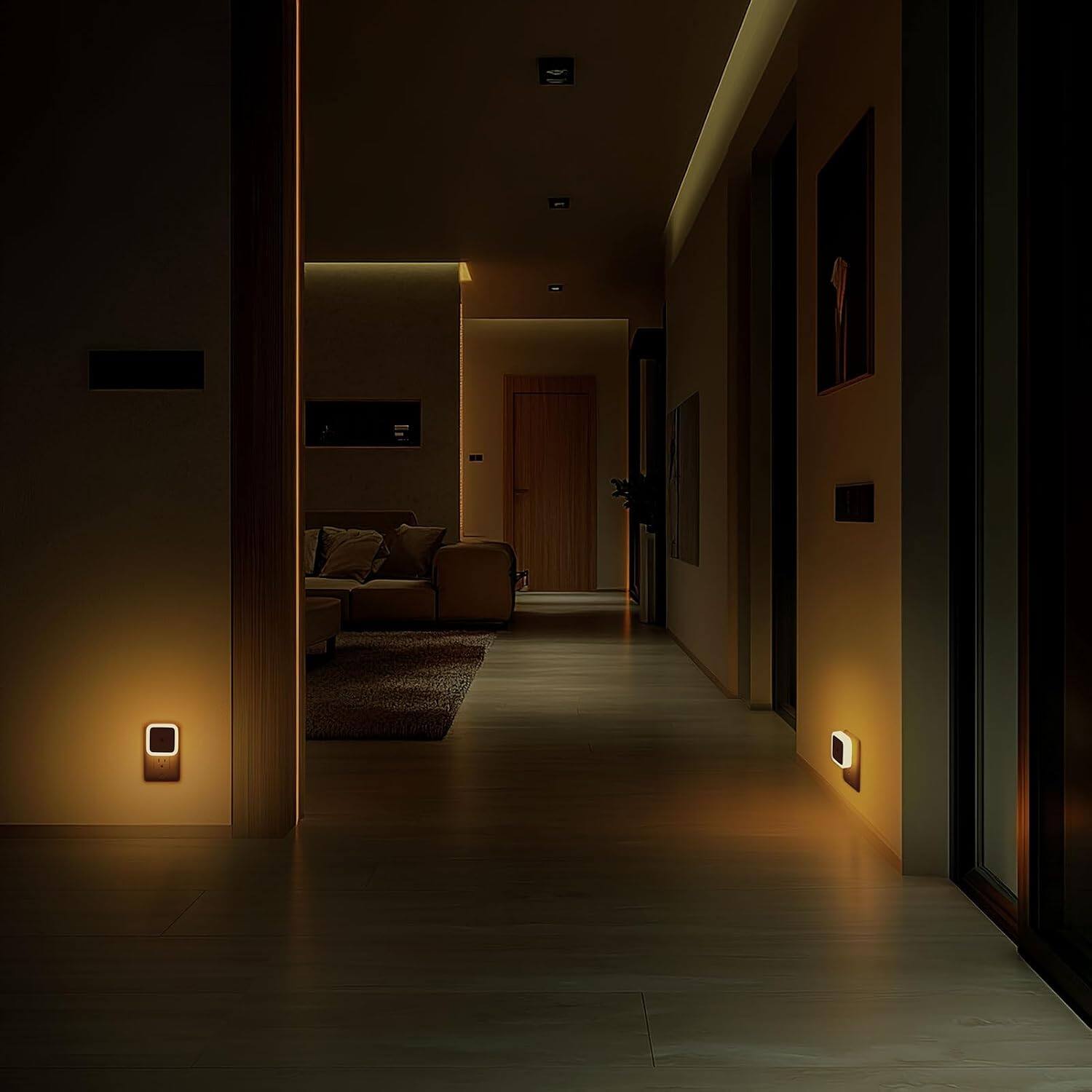 Angle. Core Tech - Plug-In LED Night Lights with Automatic Dusk-to-Dawn Sensor, 4-Pack - White.