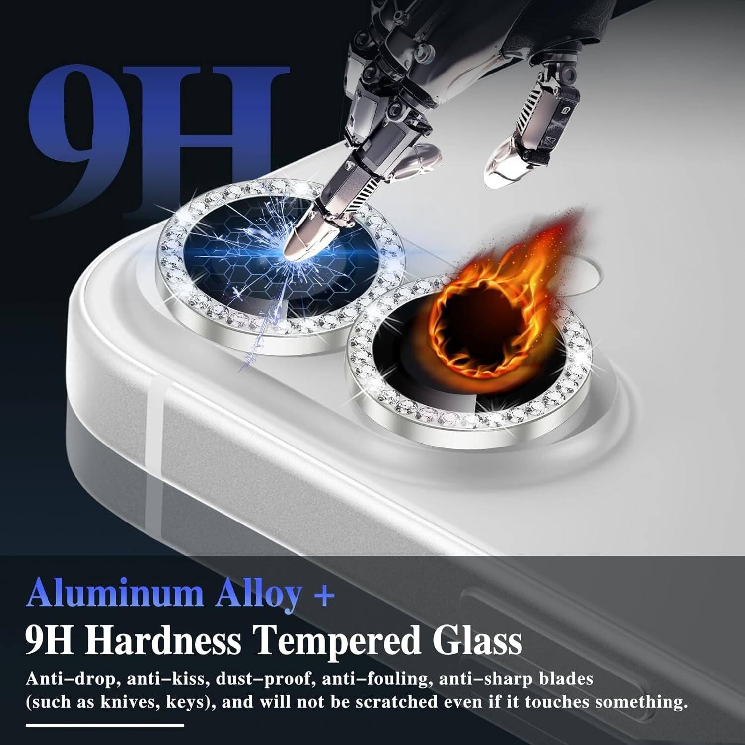 Aluminum Alloy + 9H Hardness Tempered Glass

Anti-drop, anti-kiss, dust-proof, anti-fouling, anti-sharp blades (such as knives, keys), and will not be scratched even if it touches something.