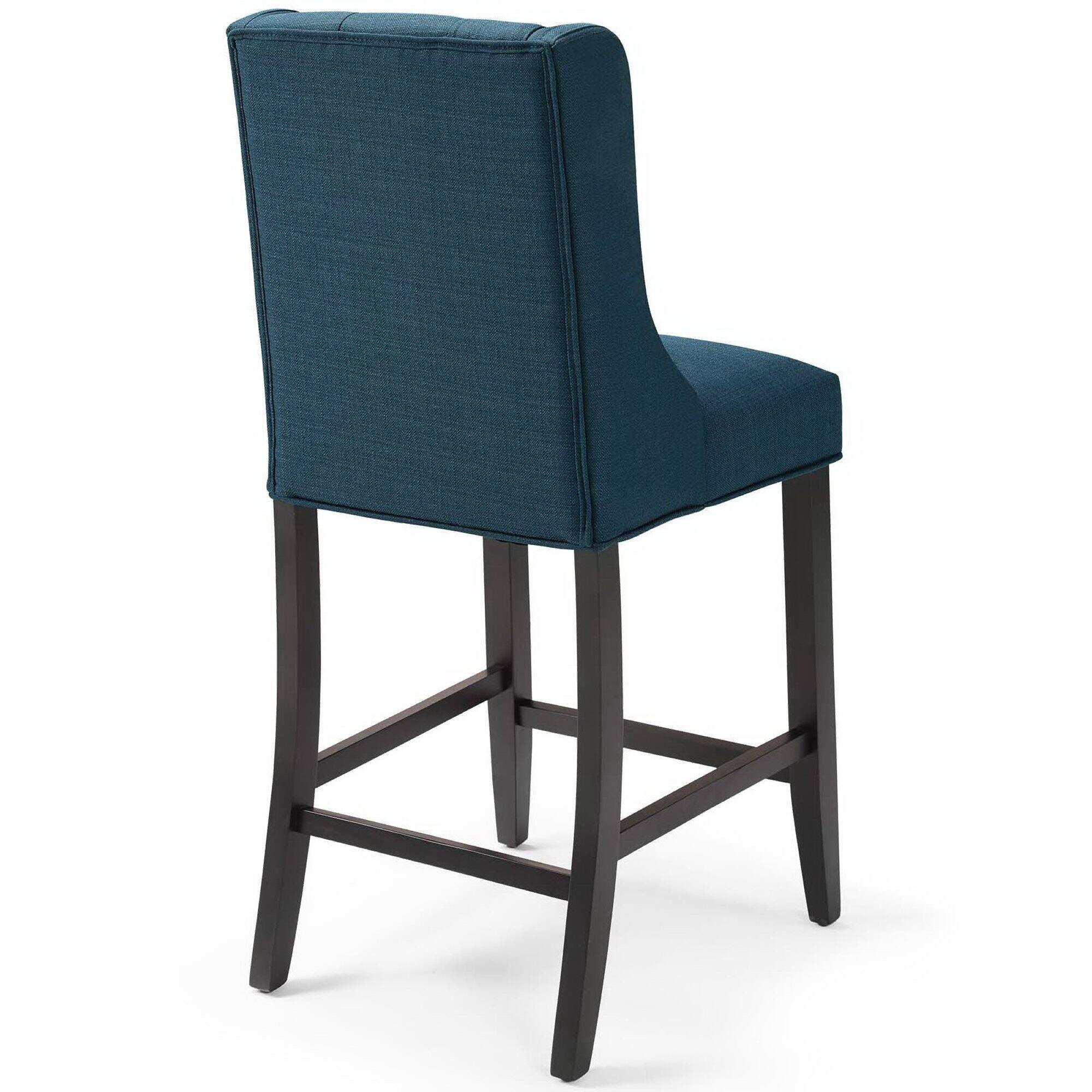 Left. Modway - Baronet Tufted Button Upholstered Fabric Counter Stool by Modway - Blue.